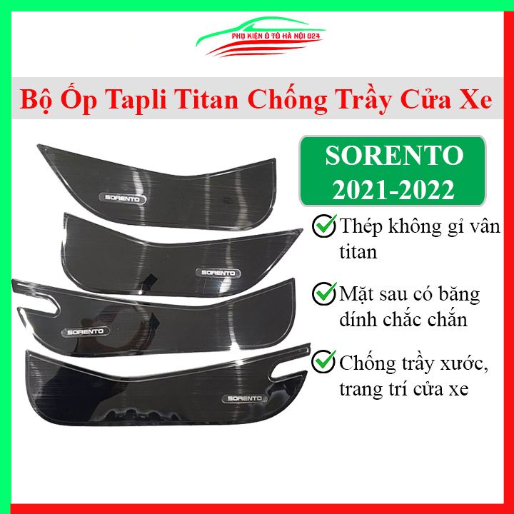 Bộ ốp tapli Sorento 2021-2022 vân titan chống xước va đập khi mở cửa và làm đẹp xe