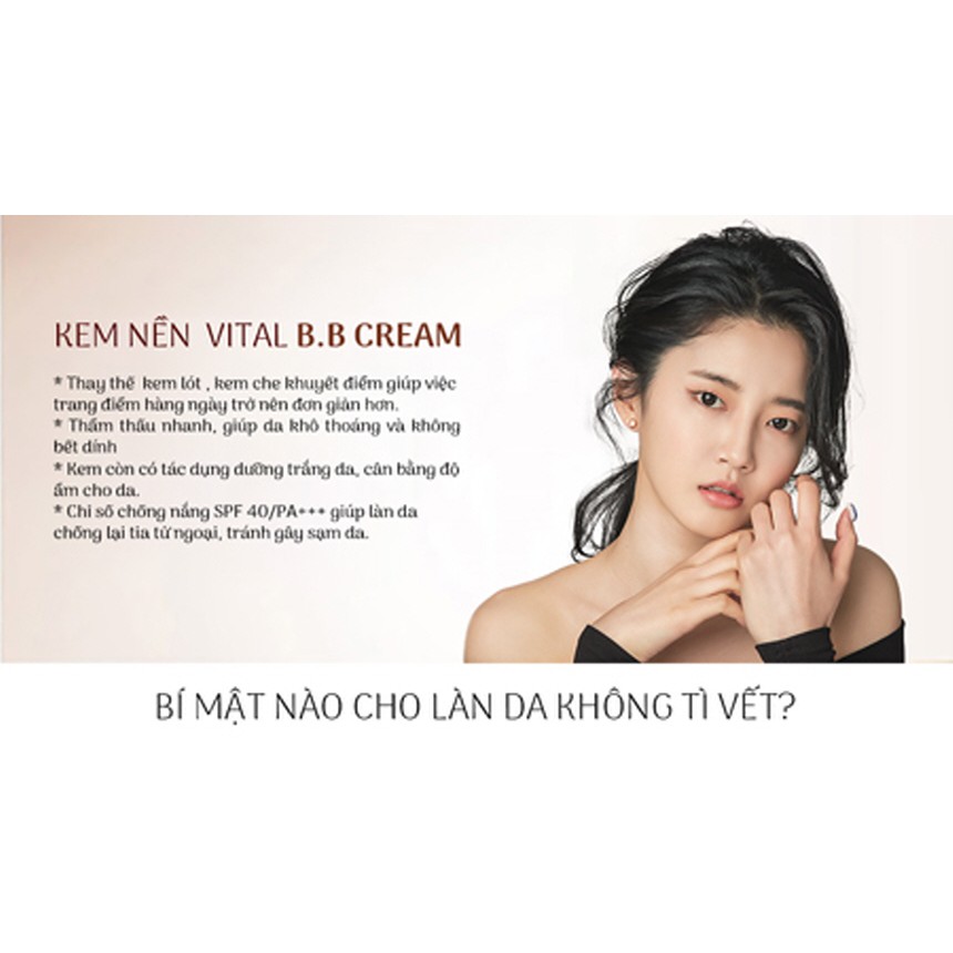 [Made In Korea] Kem nền - Kem nền trang điểm chống nắng Holikey Vital BB Cream Hàn Quốc SPF /40 PA 50ml