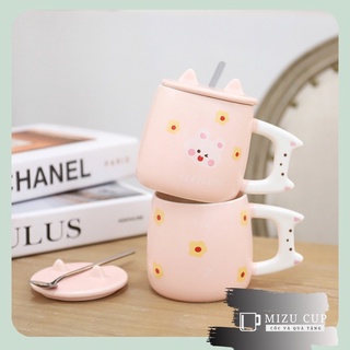 [Mizu cup] Cốc hình con thỏ 3D dễ thương gồm cốc nắp thìa (28)