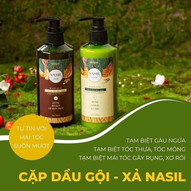 GỘI XẢ THẢO DƯỢC TRỊ RỤNG TÓC NASIL GINGER - QUÀ TẶNG TỪ THIÊN NHIÊN [dầu gội cho phụ nữ sau sinh]