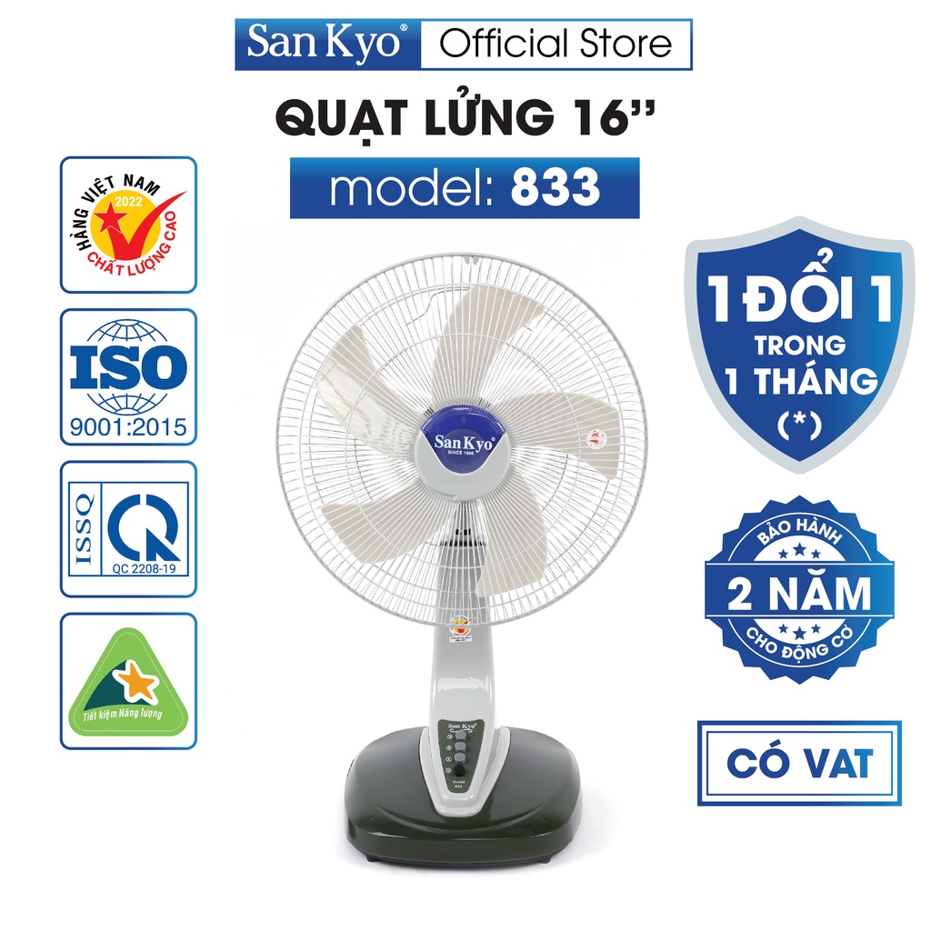 Quạt Lửng 833 Sankyo - Động Cơ Motor Dây Đồng - Cỡ Vừa 16 Inch