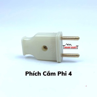Phích cắm thân dẹt chân tròn phi 4