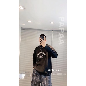 Áo nỉ cổ 3p lót lông nam nữ phong cách Hàn Quốc chữ ngực LOS ANGELES 252 PAPAA SHOP | BigBuy360 - bigbuy360.vn