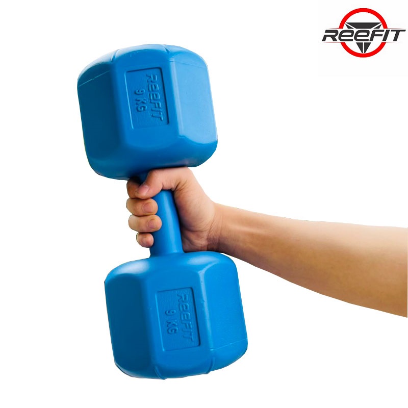 Bộ 2 tạ tay nhựa bát giác Reefit 9kg có ruột (2 tạ 9kg)