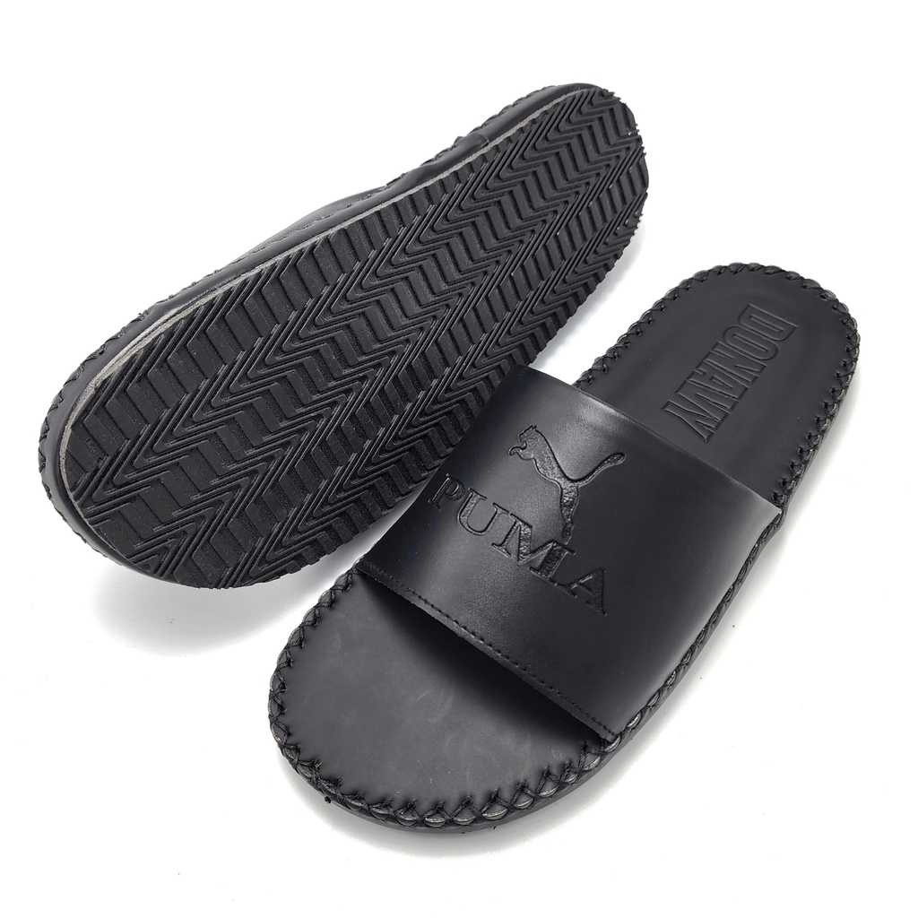 Dép quai ngang nam da donavy cao cấp in chìm chữ puma có size 45 v.pm