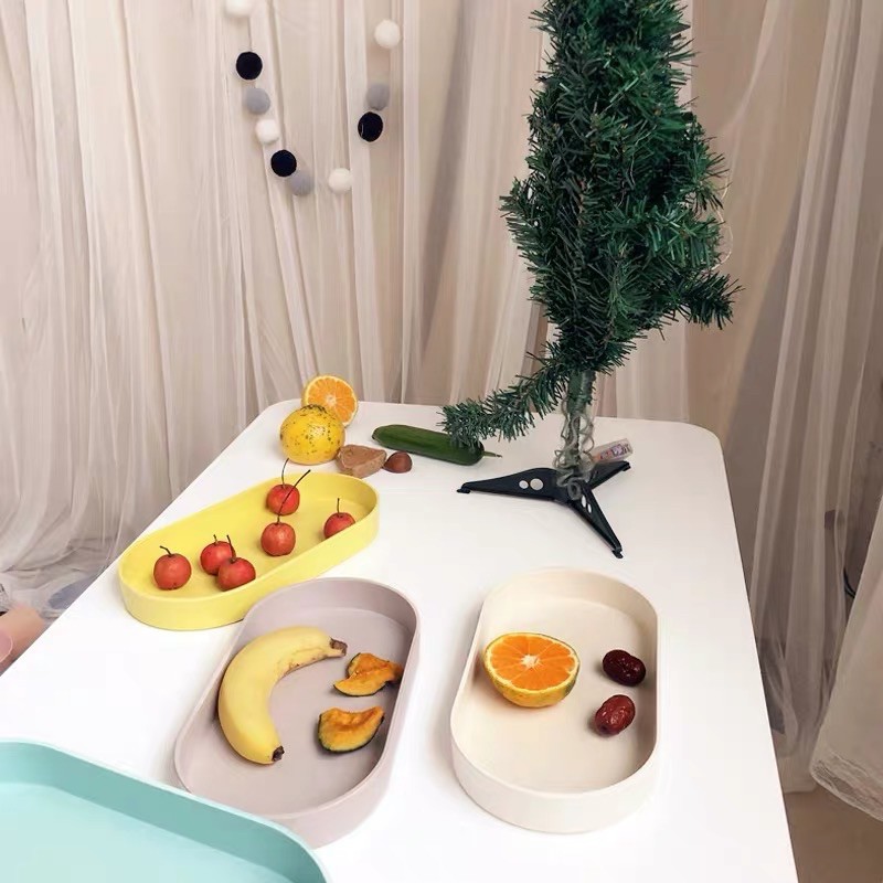 Khay ăn dặm sợi tre hình bầu dục cho bé