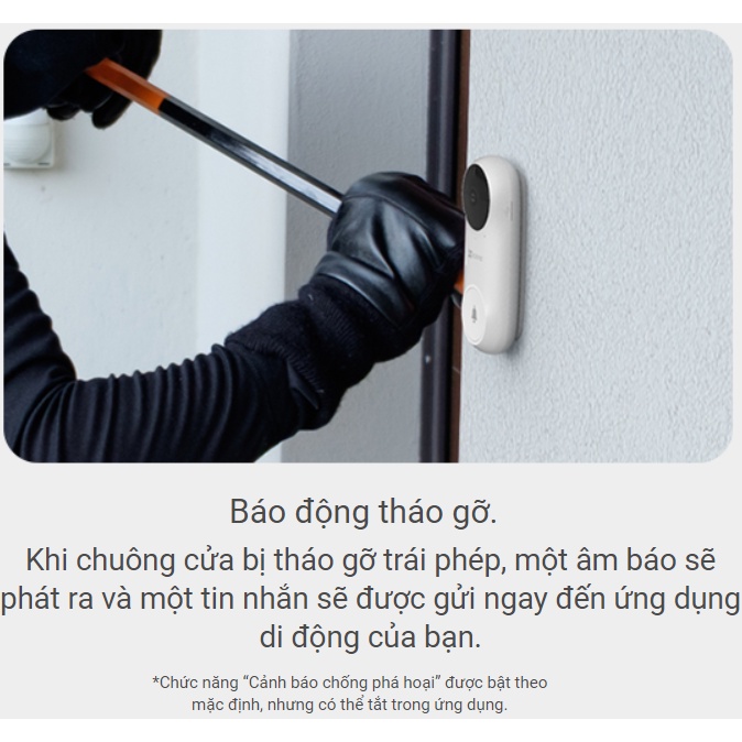 Chuông cửa không dây EZVIZ CS-DB2C - Phát Hiện Chuyển Động Cảm Biến PIR, Báo Động Thông Minh-Hàng chính hãng