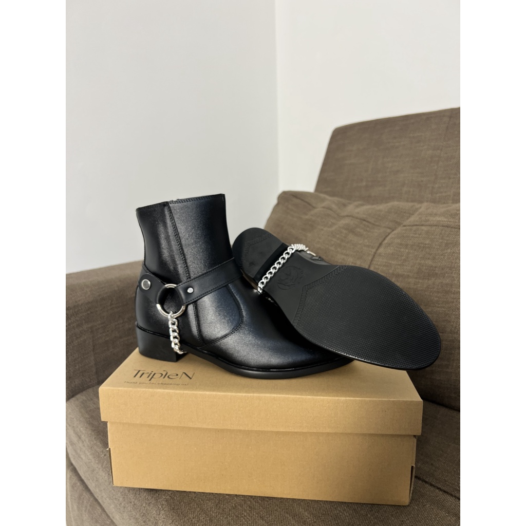 GIày da nam Zip Boot chất liệu da trơn bóng nhẹ, đế độn 4cm, kiểu dáng cao cổ thời trang dễ phối đồ