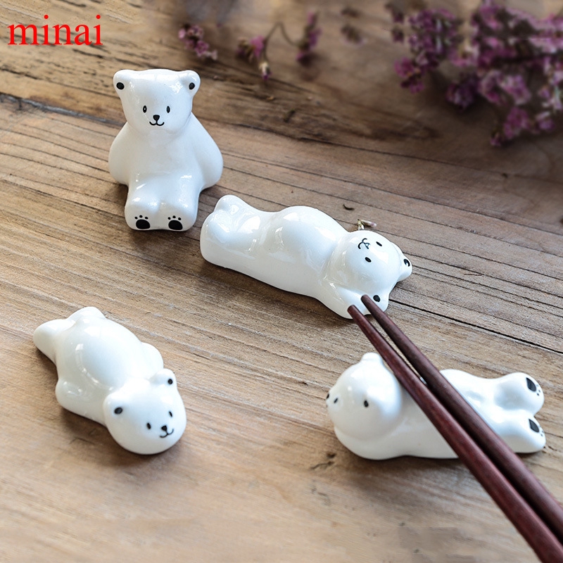 Giá Gác Đũa Hình Gấu Trắng Đáng Yêu 4 Loại Phong Cách Nhật Bản Tiện Dụng