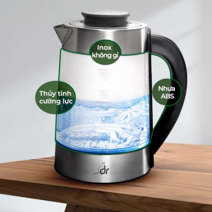 Bình đun nước thông minh Dreamer DK-S17D 1.7 lít, ấm đun nước siêu tốc pha sữa cho bé, pha trà-cà phê, giữ ấm