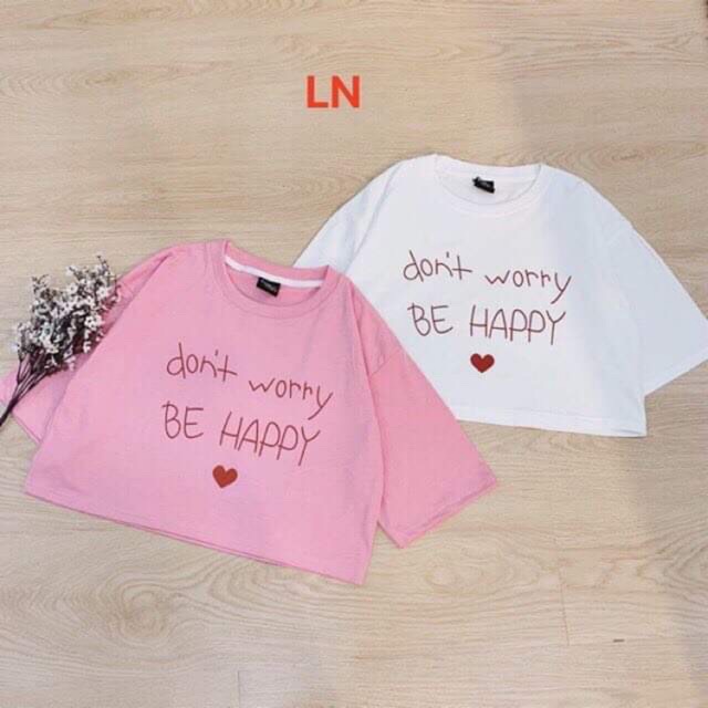 Áo croptop Be Happy ngắn tay LNG0220