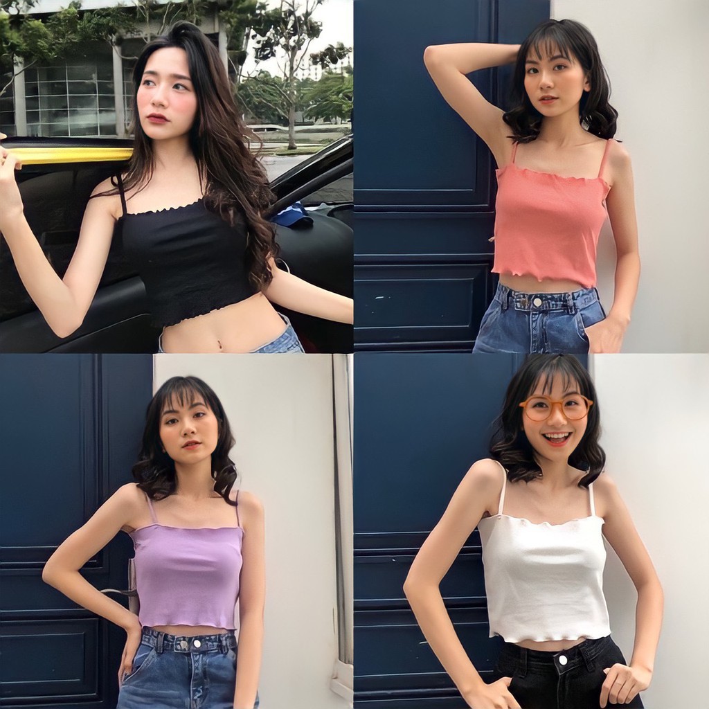 Áo hai dây nữ croptop bản to dáng ôm body đẹp DUKO FASHION