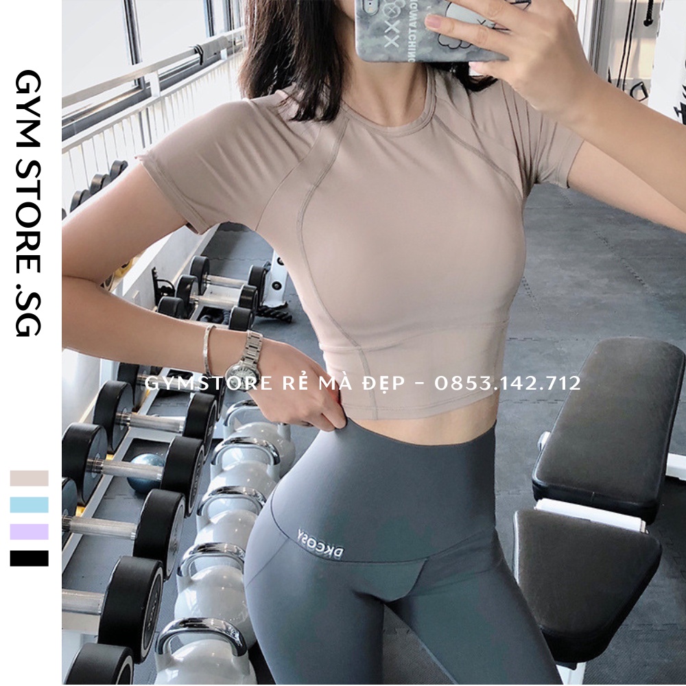 Áo Thun Croptop Ôm Body Tay Ngắn Thể Thao Nữ Tập Gym Yoga Cực Co Giãn Hút Mồ Hôi Thoáng Mát Tôn Dáng 𝐆𝐘𝐌𝐒𝐓𝐎𝐑𝐄 805
