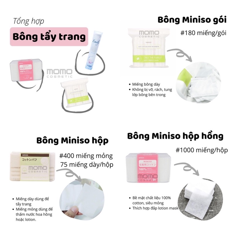 [Mã SKAMLTSM9 giảm 10% đơn 99K] BÔNG TẨY TRANG MINISO