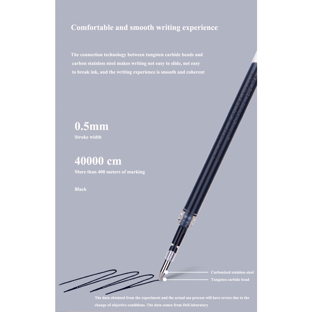 Set 20 Ruột Bút Mực Gel Deli S206 0.5mm Ngòi Lò Xo 110mm Màu Đen / Đỏ / Xanh Dương