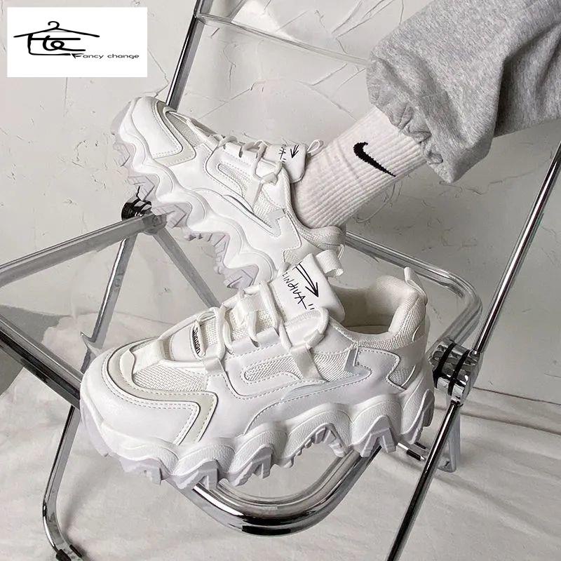 Giày Thể Thao Đế Dày Tăng Chiều Cao Màu Trắng Thời Trang Xuân Hè