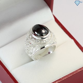 Nhẫn bạc nam hình đại bàng đính đá Oval đen cá tính NNA0107 - Trang Sức TNJ
