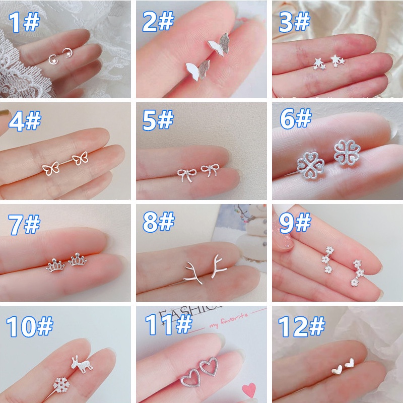 ✨✨Bông Tai Mạ Bạc 925 Hình Mặt Trăng Ngôi Sao Đơn Giản Sáng Tạo Cho Nữ