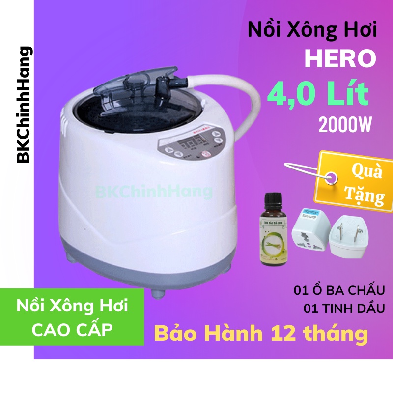 Nồi Xông Hơi 4L Hero Chính Hãng - Nồi Xông Hơi Toàn Thân, Xông Hơi Giải Cảm, Spa,... - BK Chính Hãng