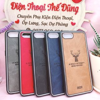 Ốp lưng OPPO A12 F9 A7 A5s A1s C2 giả da vải bò hoạ tiết nai hưu sang trọng