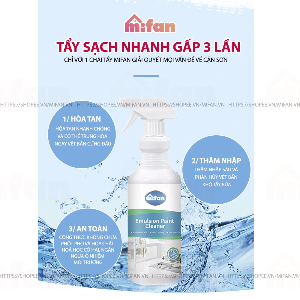 Bình Xịt Tẩy Sơn Nước Cao Cấp MIFAN 750ml - Làm Sạch Nhanh Vết Sơn Cứng Đầu Trên Tường, Sàn, Cửa - Hiệu Quả 99,9%