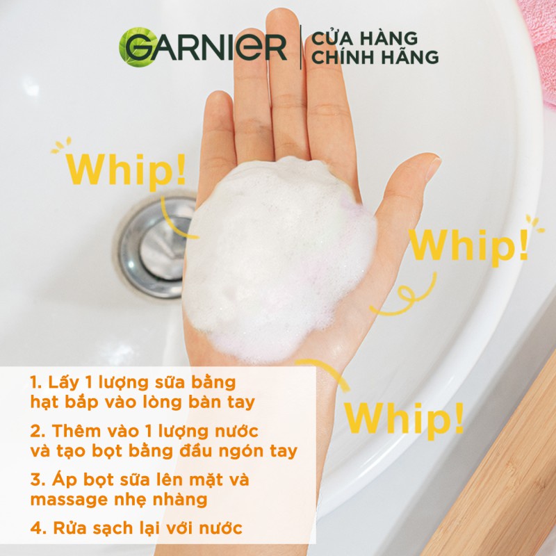 [Mã FMCGMALL -8% đơn 250K] Sữa rửa mặt tạo bọt sáng da Garnier Whip Foam 100ml | BigBuy360 - bigbuy360.vn