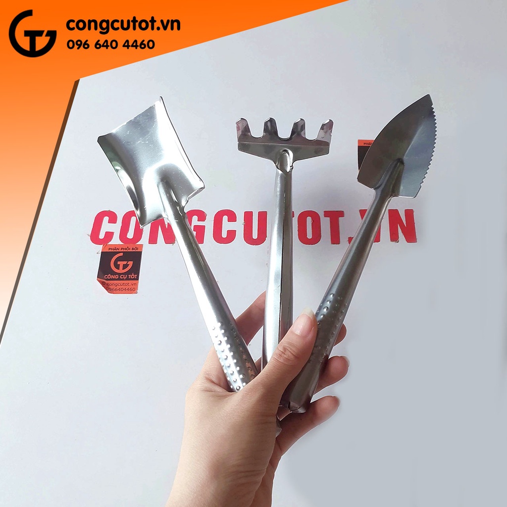 Bộ 3 dụng cụ trồng chậu cây bằng inox