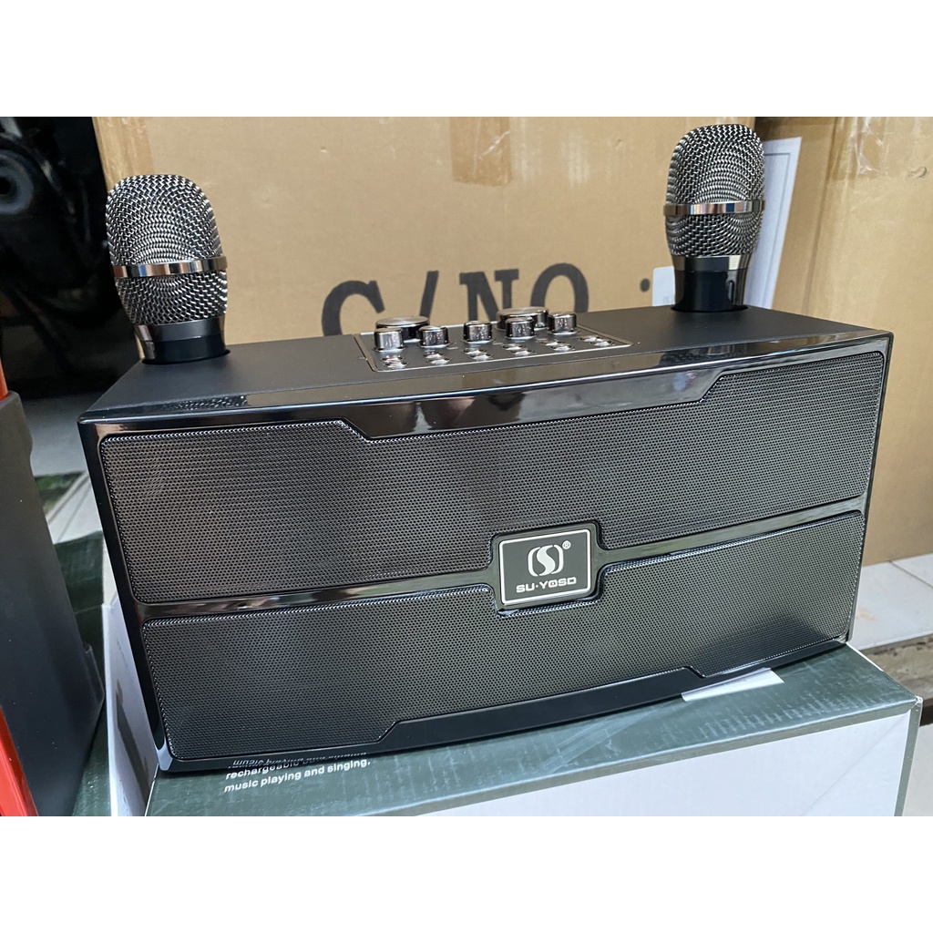 Loa karaoke Su-YoSD YS-201, 2 loa 30W, tặng 2 micro không dây sạc không dây & chỉnh giọng