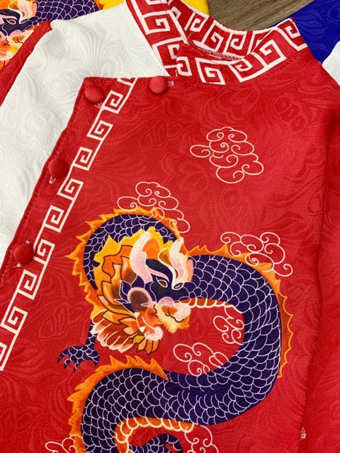 Áo dài bé trai ảnh thật + video gấm in 3D