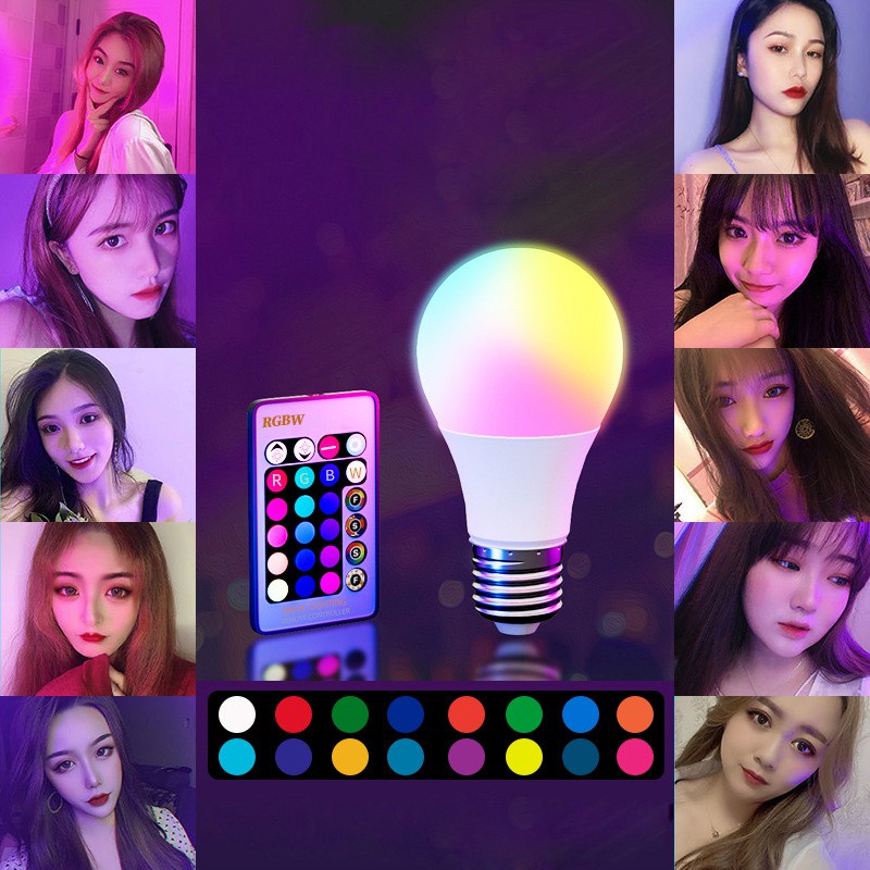 Bóng đèn Tiktok RGB 16 triệu màu kèm điều khiển , đèn livestream đổi màu kèm đui - ledthanhphat