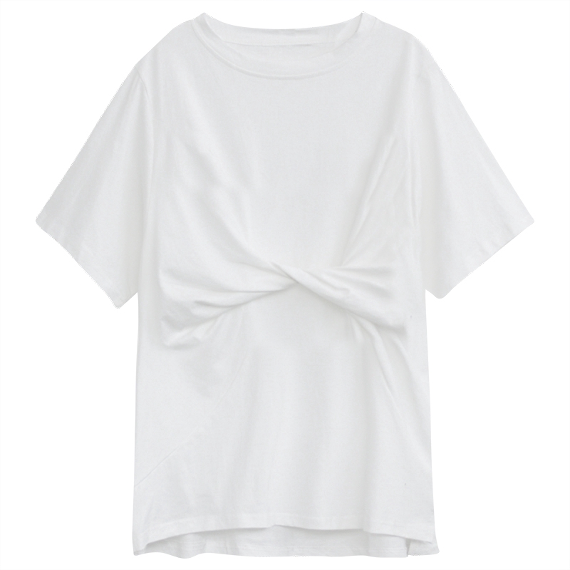 SUXI Áo Thun Tay Ngắn Dáng Rộng Màu Trơn Phong Cách Hàn Quốc