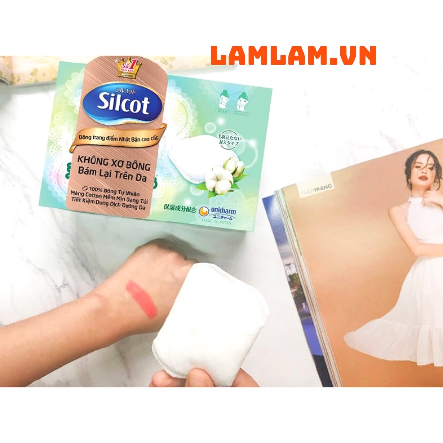 Bông tẩy trang Silcot Unicharm XANH LÁ 66 miếng