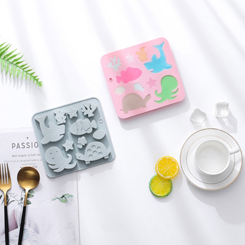 Aoto Khuôn 10 Ngăn Làm Bánh / Xà Phòng / Sô Cô La Hình Sinh Vật Biển DIY