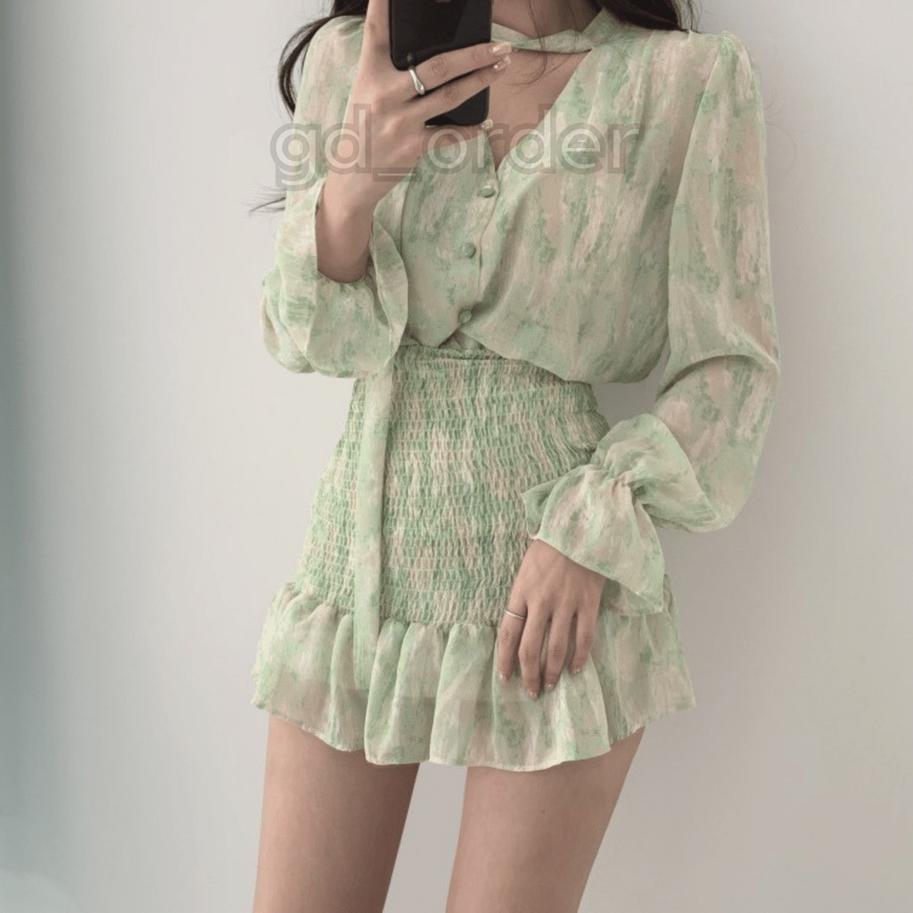 D11|Đầm voan nữ thiết kế hoa nhí thanh lịch nhúng ôm body đẹp gd_order