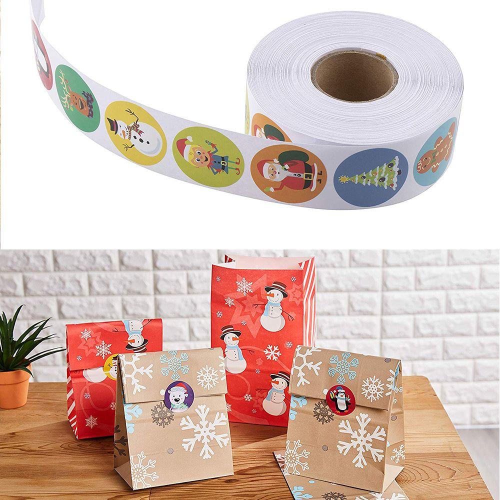 Cuộn 500 Nhãn Dán Trang Trí Túi Bánh Quy Chủ Đề Giáng Sinh