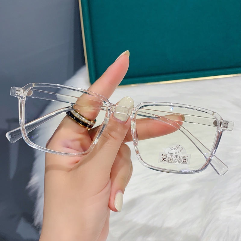 Kính cận có độ -1.0~-6.0，TR Kính Cận Gọng Vuông Chống Ánh Sáng Xanh Phong Cách Hàn Quốc ，kính thời trang trong suốt，mắt kính cận