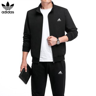 ! Set Đồ Thể Thao Adidas Gồm Áo Khoác Tay Dài + Quần Cotton Thoáng Khí Phong Cách Thể Thao Cho Nam