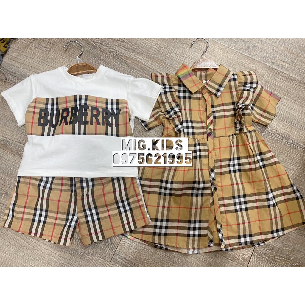 Bộ đôi bé trai và gái BBR tay cộc mùa hè từ 8-18kg