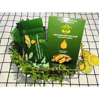Viên ngậm mật ong nghệ - Dùng cho người bị viêm loét miệng lưỡi | KING HONEY TURMERIC | Vua Kẹo Nghệ - Hộp 20 gói