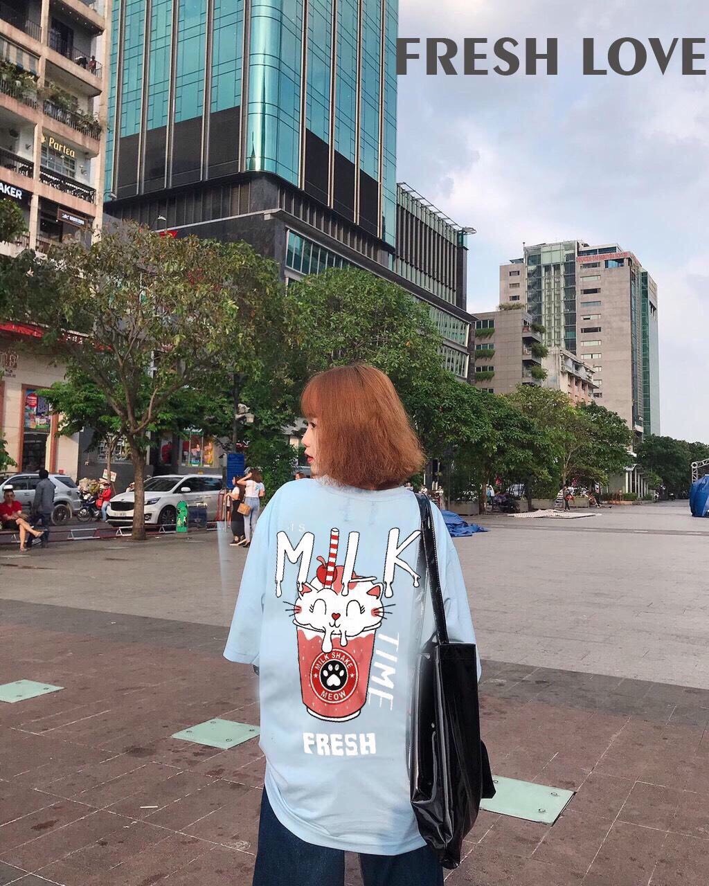 Áo Thun Unisex - Áo Cặp Nam Nữ MILK From Rộng Từ (45-75kg) | BigBuy360 - bigbuy360.vn