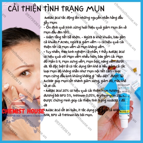 Kem giảm Mụn Azclear Medicated Lotion 25g Úc giảm mụn sưng mờ nám tàn nhan hiệu quả nhất hiện nay