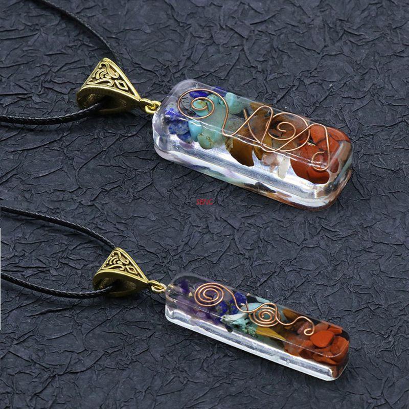 Vòng cổ mặt đá pha lê Chakras Merkaba 7 Chakras