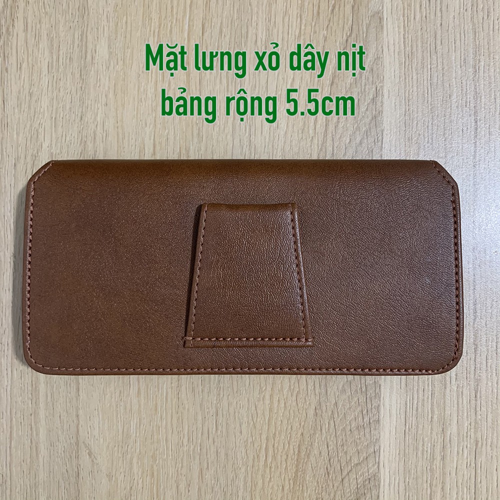 Bao da túi đeo hông thắt lưng nằm ngang 1 ngăn và 2 ngăn cho điện thoại 5 inch, 5.2 inch, 5.5 inch, 6 inch, 6.3 inch