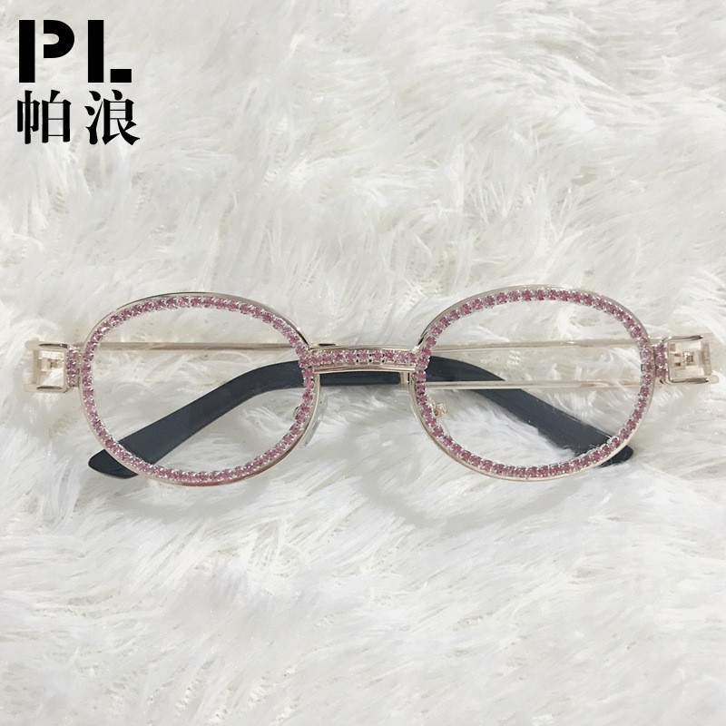 Kính Mát Gọng Tròn Đính Đá Phong Cách Retro 2019 Thời Trang