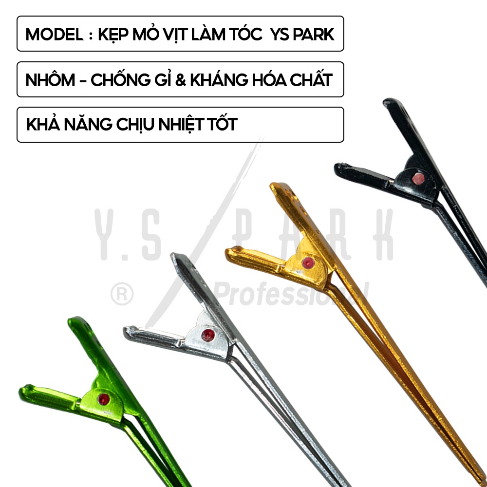 Kẹp mỏ vịt làm tóc YS PARK professional nhôm chống gỉ kháng hóa chất size M hàng chính hãng