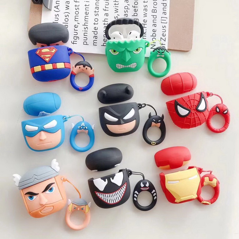 Vỏ bọc bảo vệ hộp đựng tai nghe Apple Airpods 1 2 hình Batman American Captain Spiderman Venom dễ thương