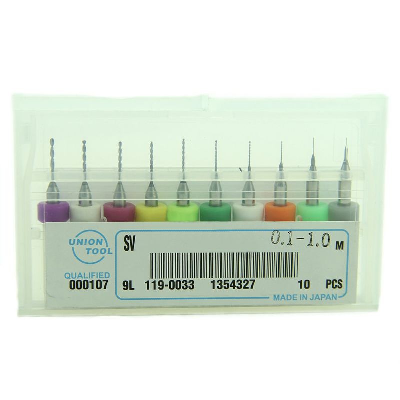 Set 10 cái mũi khoan xoắn cho bản mạch micro 0.1mm đến 1.0mm Pcb