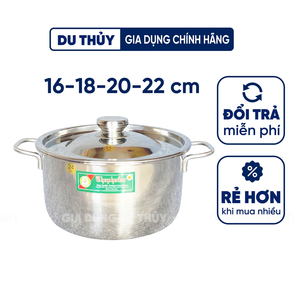 Nồi inox 304 cao cấp 3 đáy Thaphafac 16-18-20cm, có quai cách nhiệt không bỏng, dùng được bếp từ thiết kế sang trọng