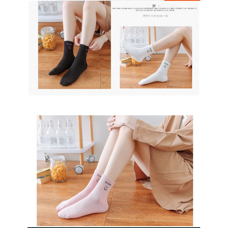 Set 5 Đôi Tất Vớ Nữ Cao Cổ Smile