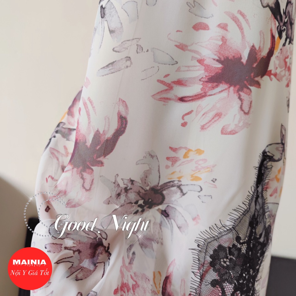 Đầm Ngủ Váy Ngủ Voan Hoa Hai Dây Phối Ren Xẻ Đùi Gợi Cảm Sexy Quyến Rũ Mainia Shop